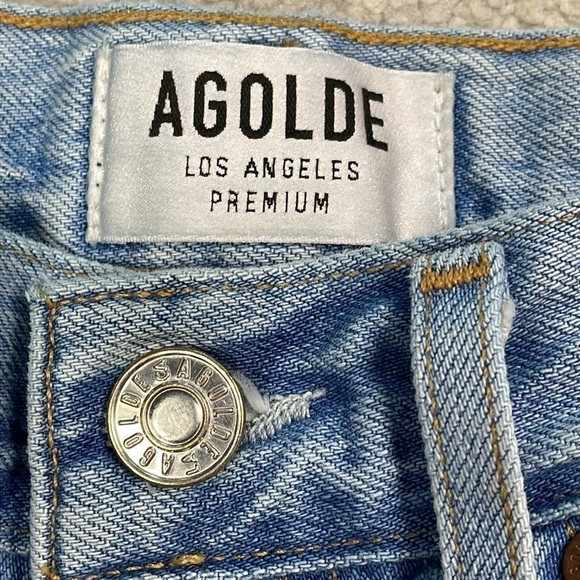 Agolde Riley High Rise Straight Crop Jeans in Shatter Light Blue Sz 24 - Picture 13 of 15